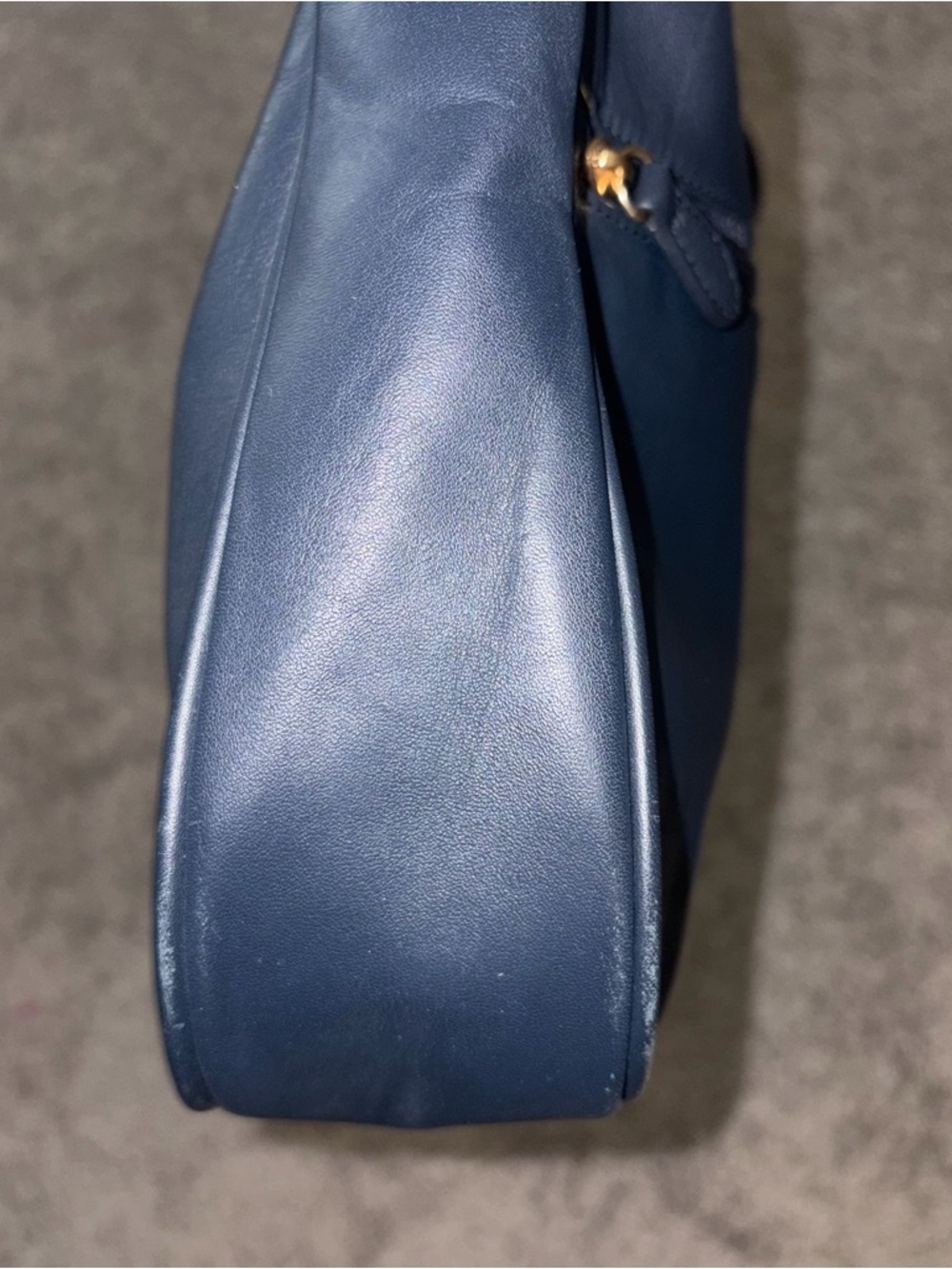 Navy Leather Shoulder Bag by Unknown Brand - Picture 4 of 15